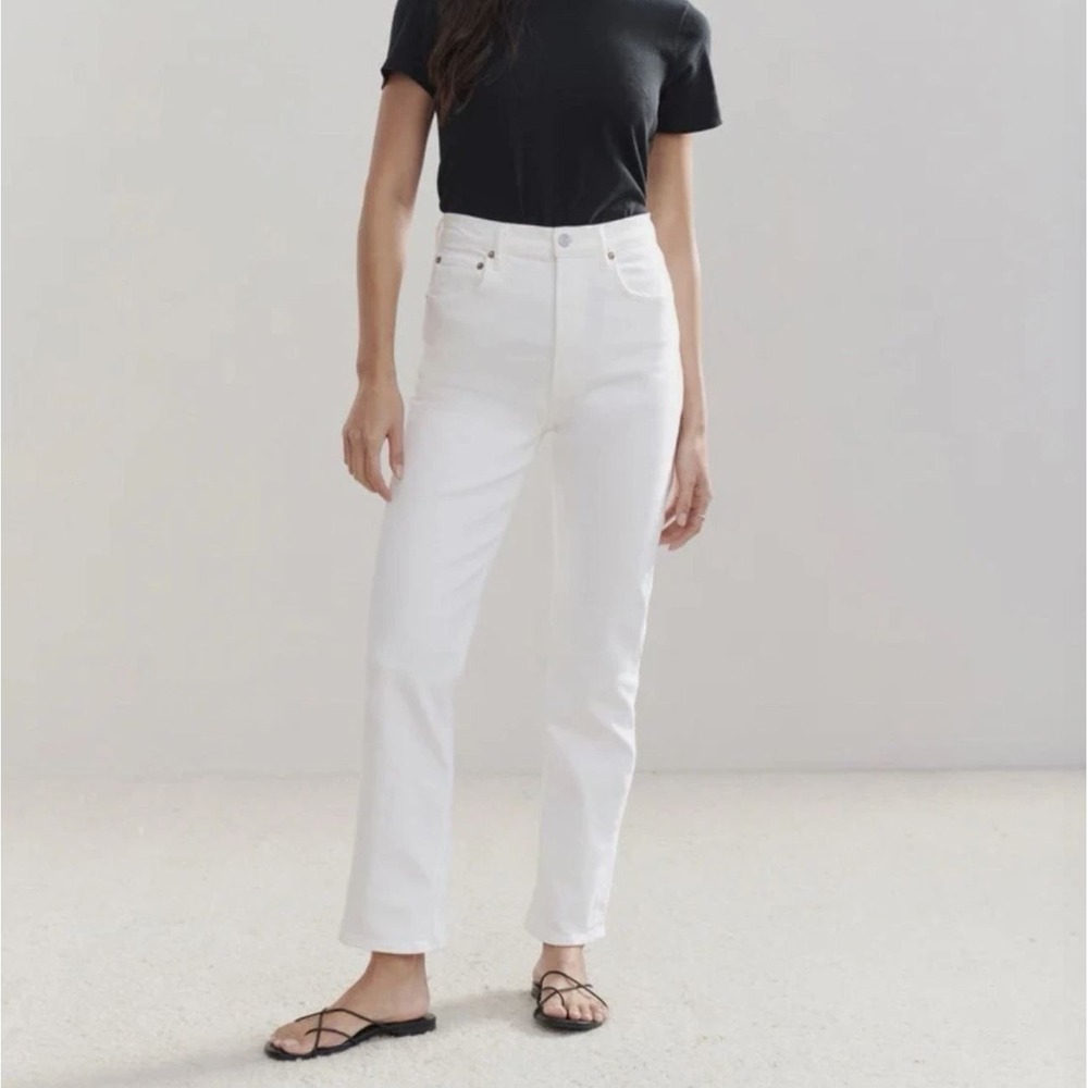 AGOLDE High Rise Stovepipe Jeans Low Stretch Denim Cake White‎ Sz 31 NWT